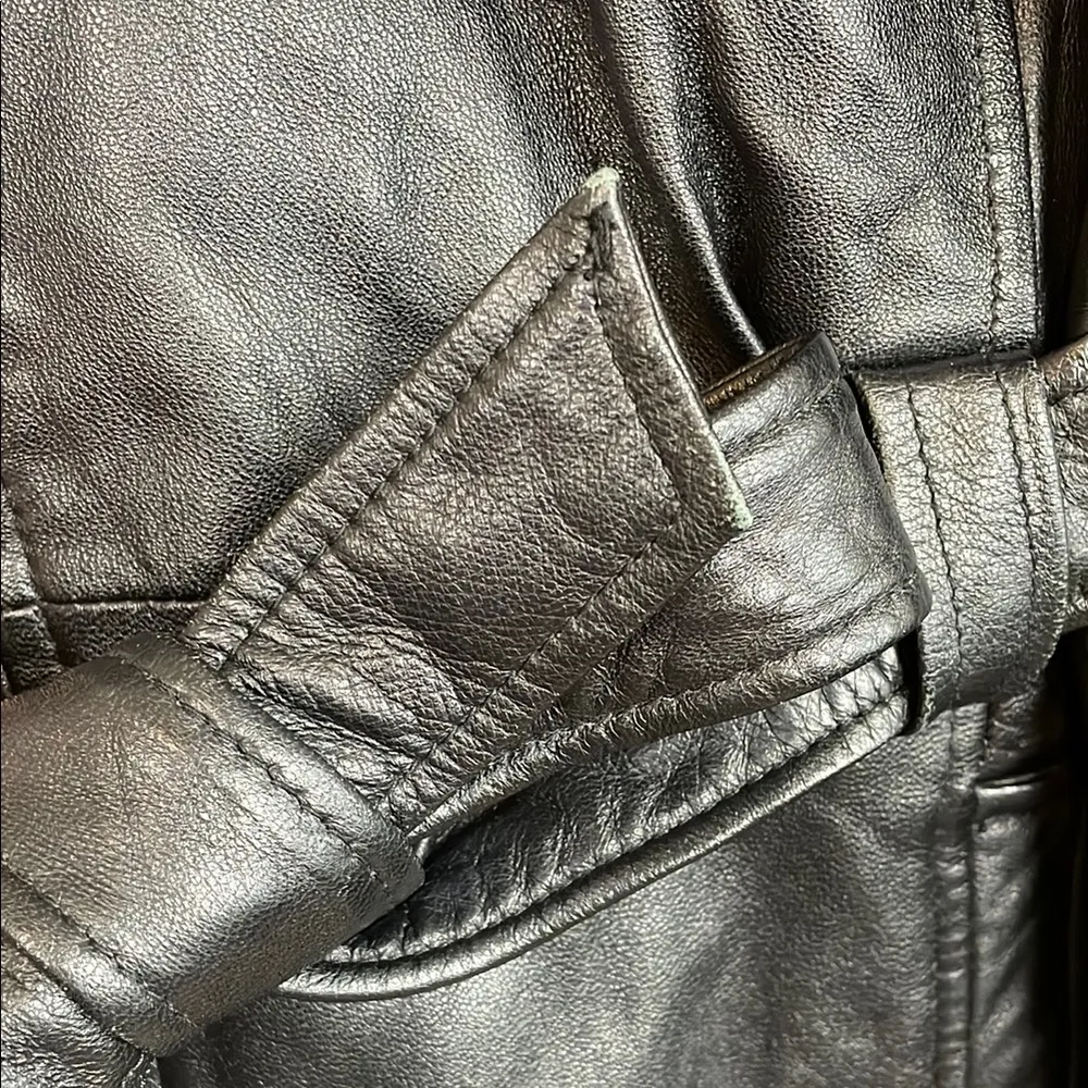 VTG 90s Jacqueline Ferrar Women’s Lambskin Leather Black 7/8 Sleeve Belt Jacket - Image 10