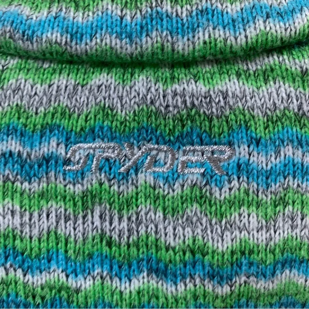 Spyder Striped Knit Fleece Green/Blue/Gray 1/4 Quarter-zip Jacket - Image 6