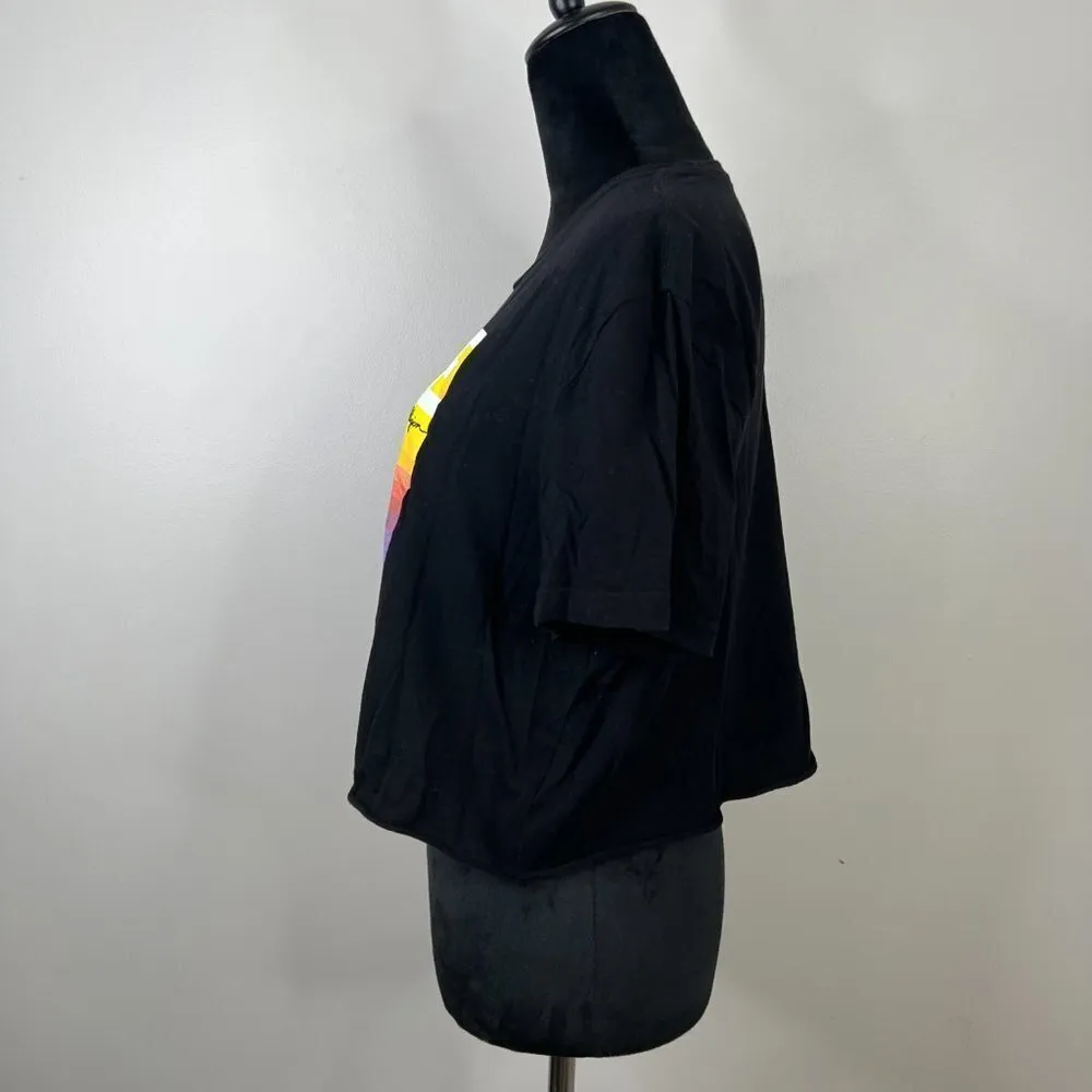 True Religion 100% Cotton True Bella Crop Tee Shirt w/ Rainbow Logo Size Large - Image 2