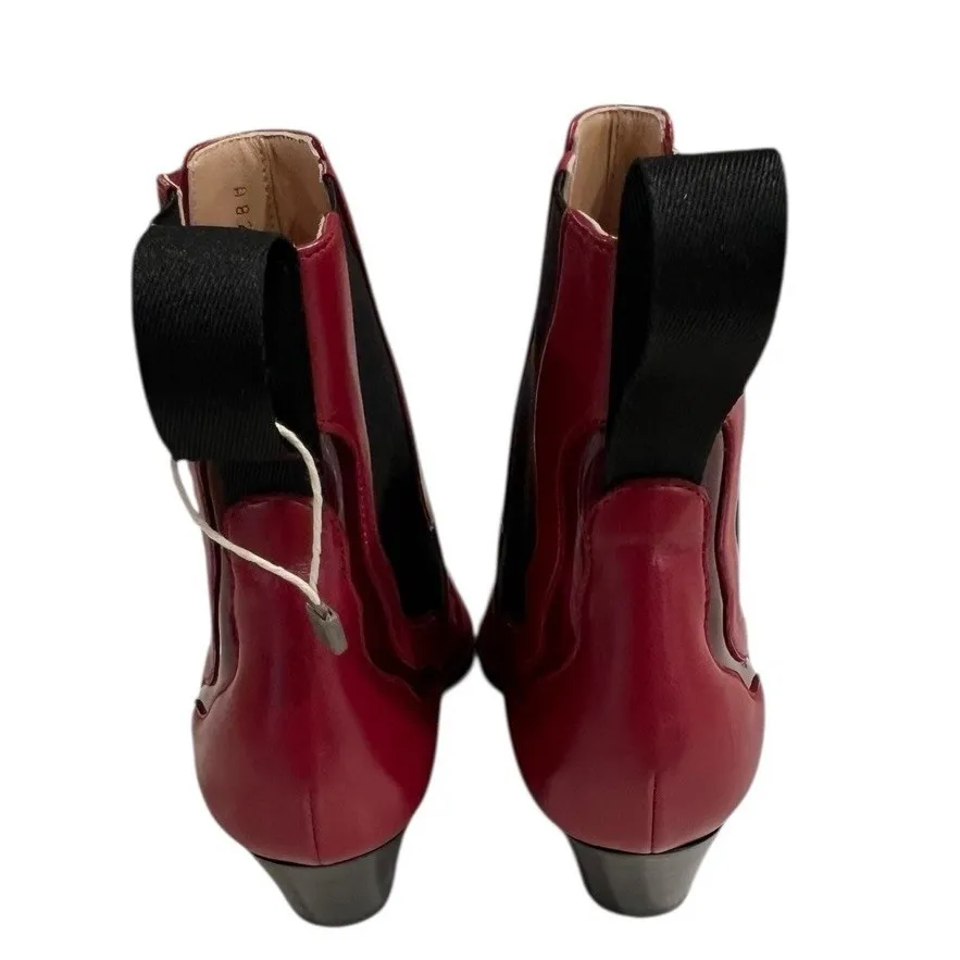 36/6 Sergio Rossi Nappa Seventy Deep Red PVC Scrape Donna booties Boots NIB - Image 4
