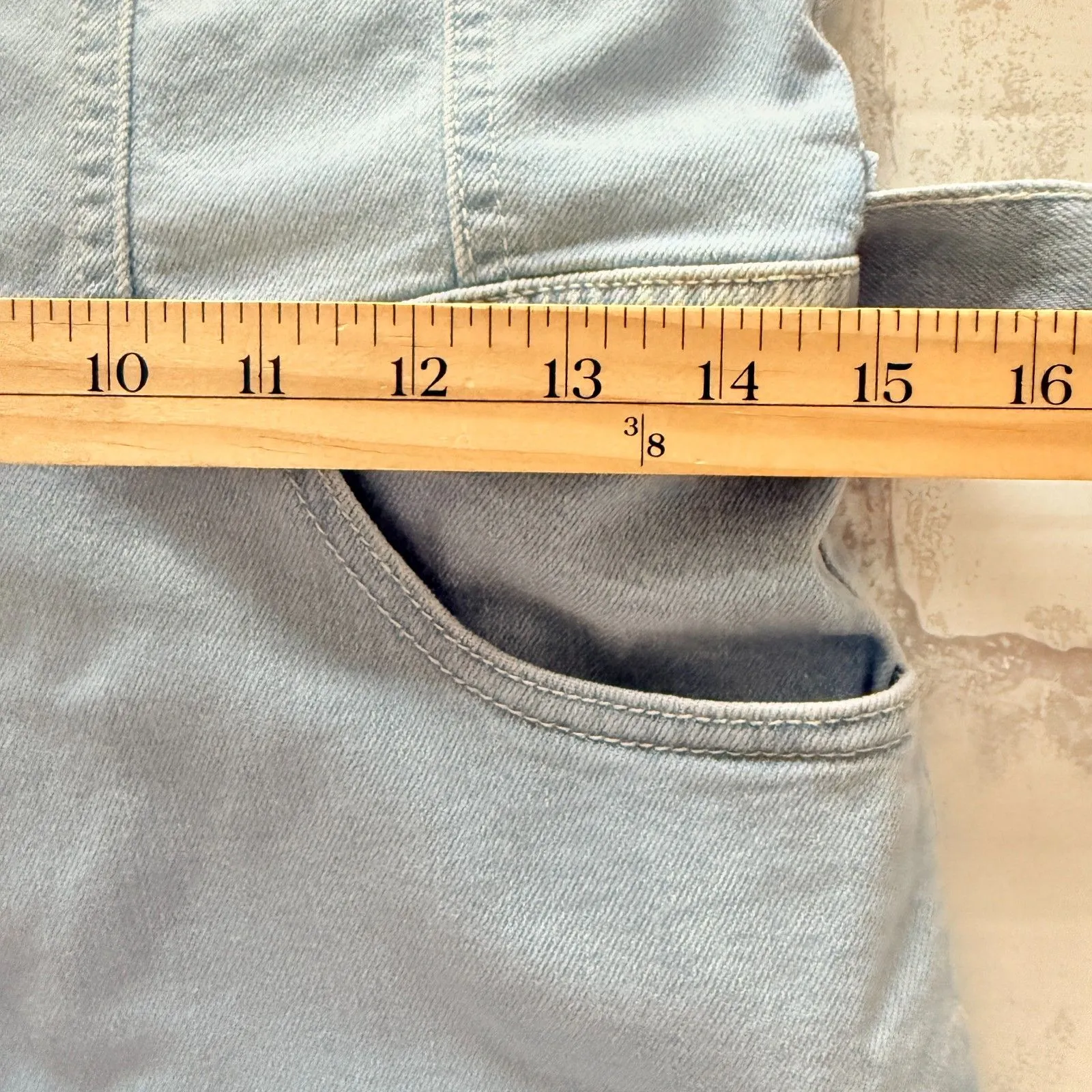 Avec Les Filles Denim Blue Wide Leg Belted Short Sleeve Fitted Jumpsuit Sz 29 - Image 6