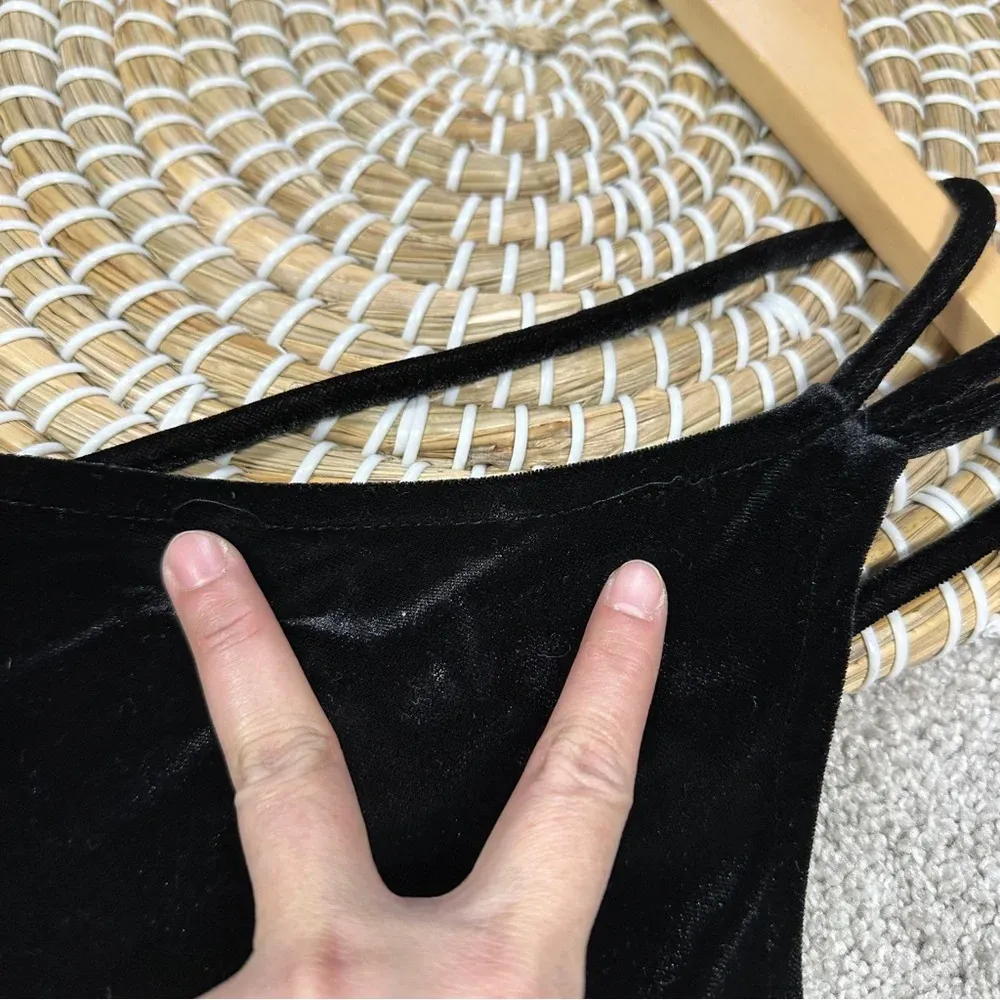 Jump Vintage 90s Velvet One-Shoulder Bodycon Mini Dress Black Whimsy Goth Size 9 - Image 14