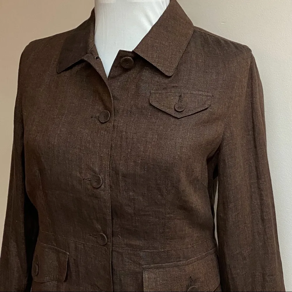 Cutter and Buck  Brown Lined Linen Jacket - Image 4