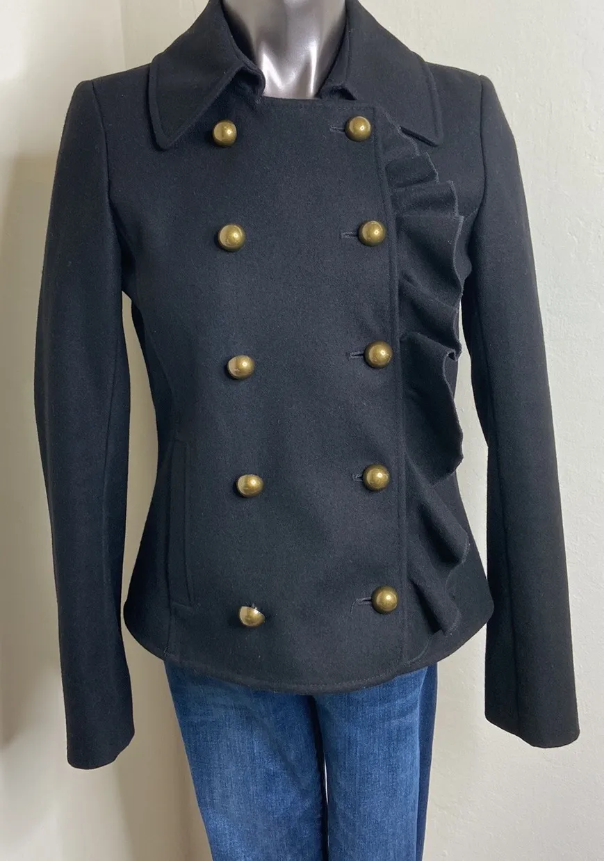 Women’s Black Military Wool Jacket - Image 3