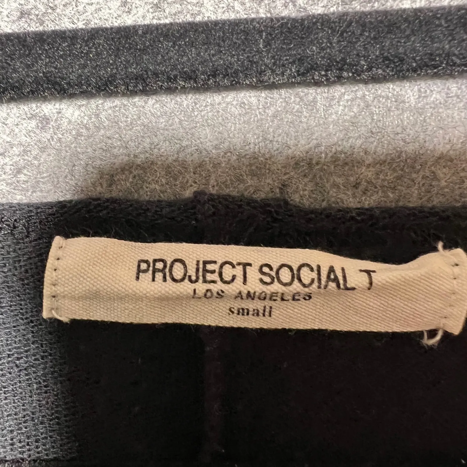 Project Social T Shirt Charcoal Grey V Neck Distressed Raw Hem Top Womens Small - Image 2