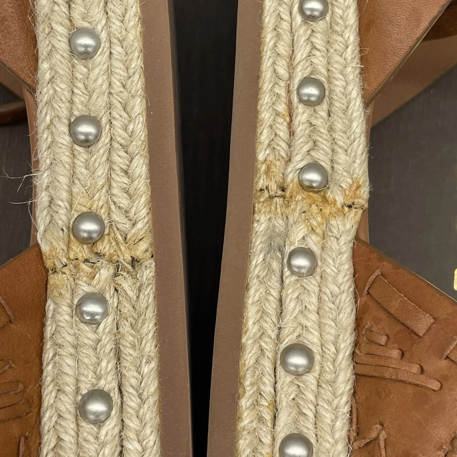 Roberto Cavalli Womens 41 Shoes Brown Platform Espadrillas Vacchetta Sandals - Image 14