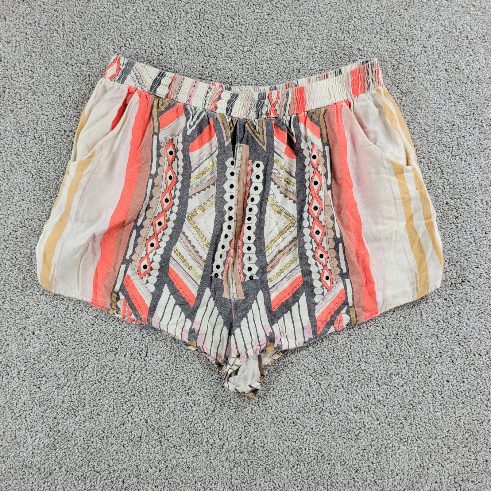 Minkpink Mayan Temple Shorts Womens S High Waist Lined Tribal Print Loose Pocket - Image 5