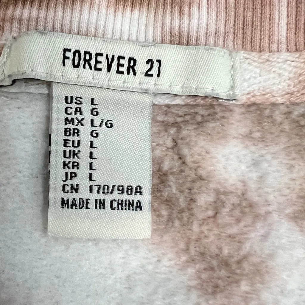 Forever 21 Pink & Brown Tie Dye Weekend Sweatshirt - Size Large - VGUC - Image 6