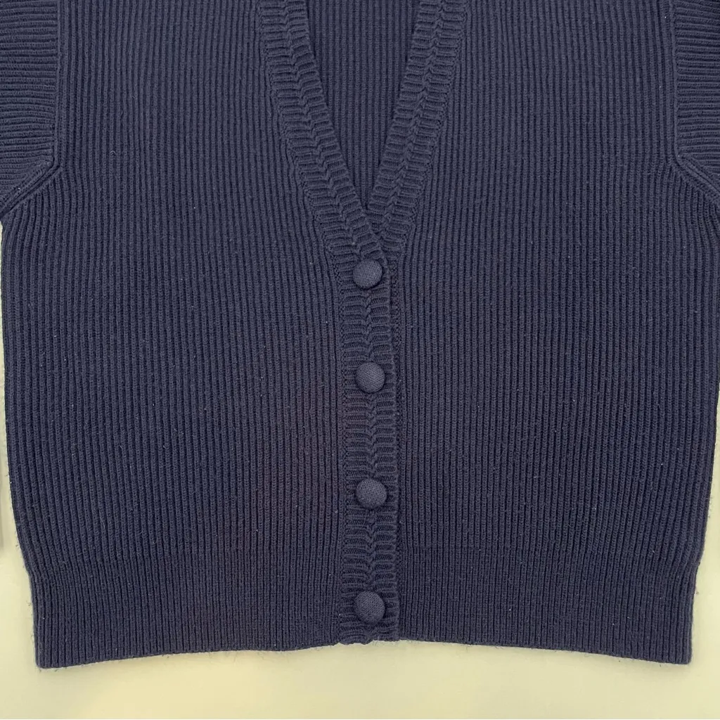 Vintage Cardigan Sweater Navy Blue‎ Acrylic Women Size Medium V - Image 4