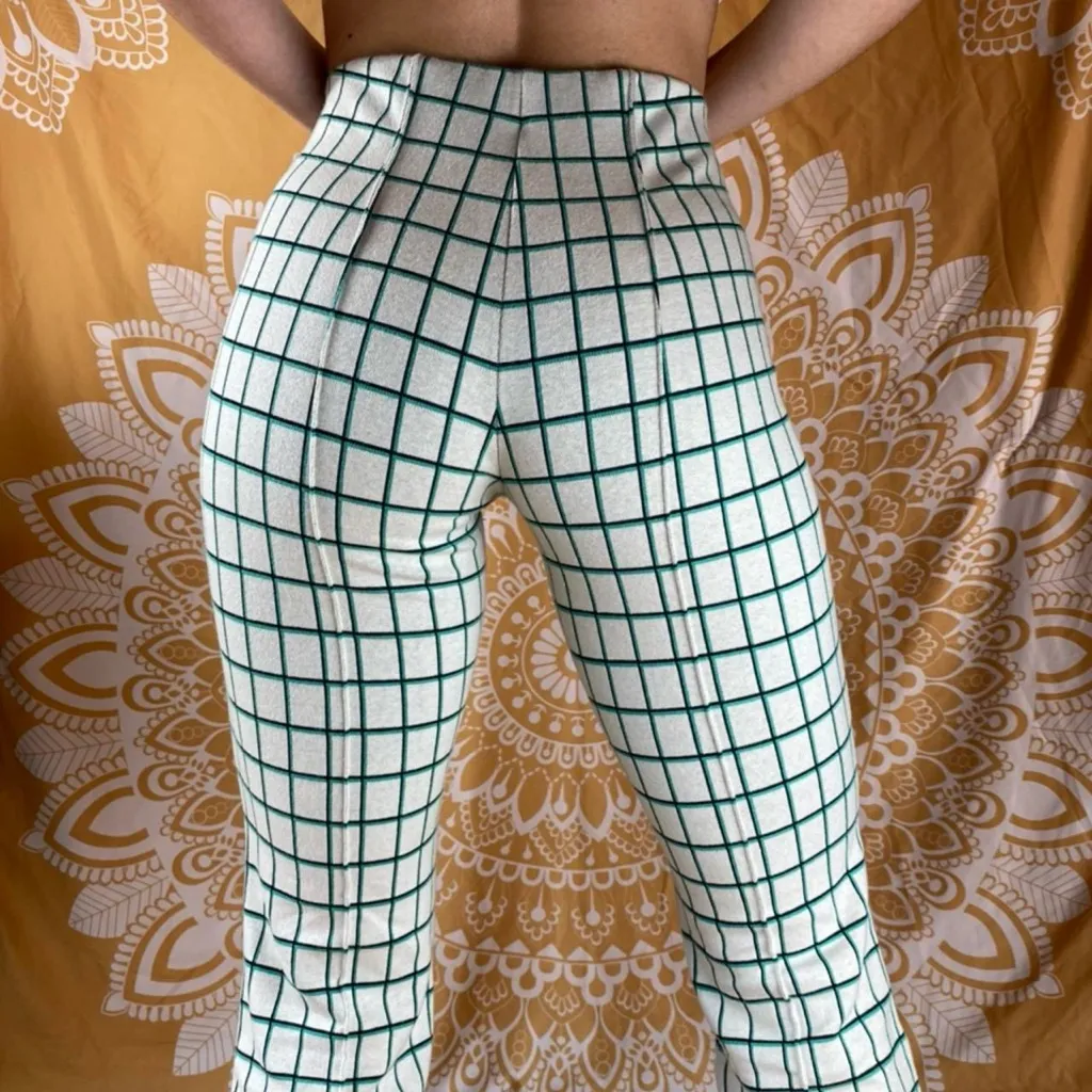 Anthropologie Plaid Kick Flare Cropped Pants - Image 3