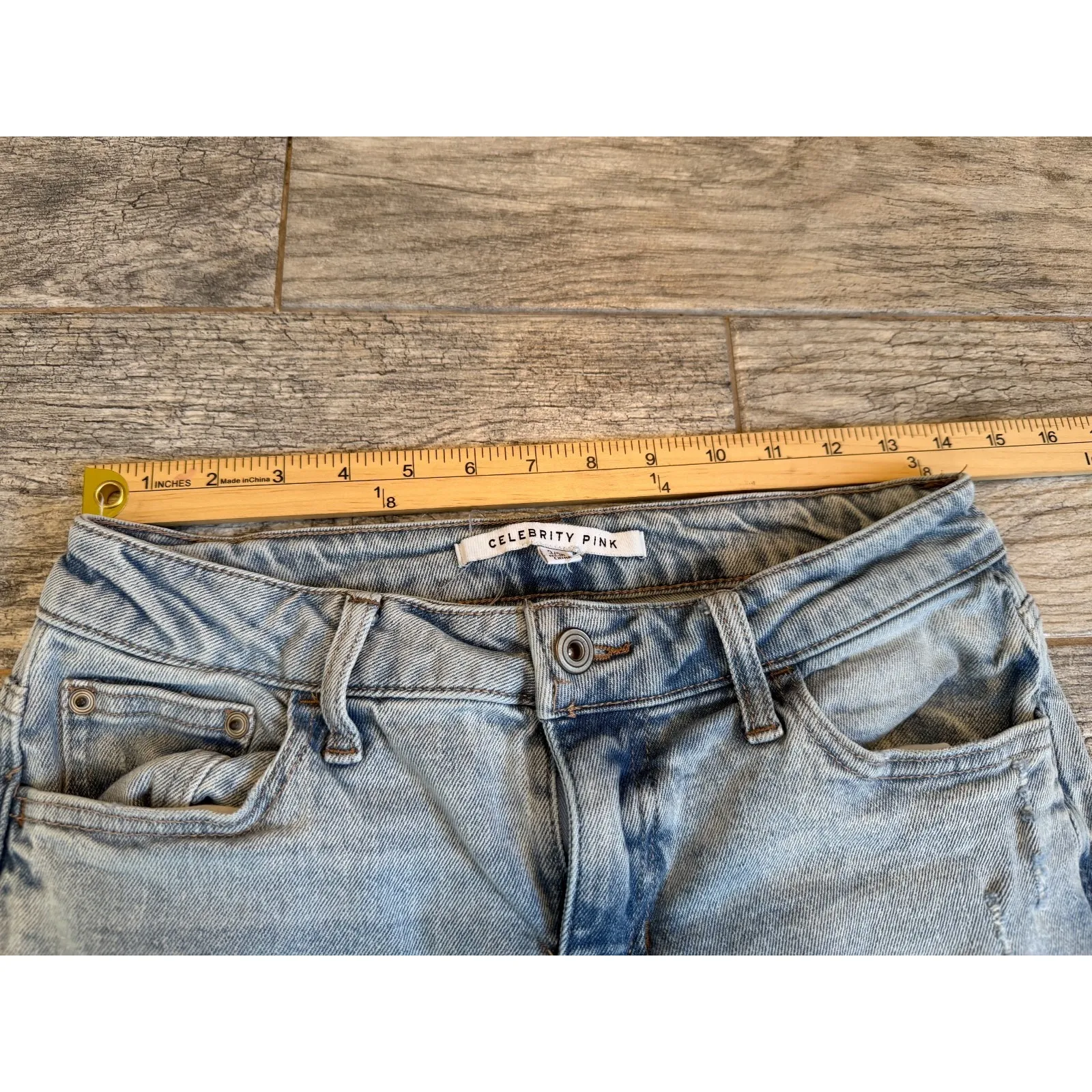 Celebrity Pink Denim Jeans 3 / 26 High Rise Wide Leg Jean Boho Hippie Flare - Image 5