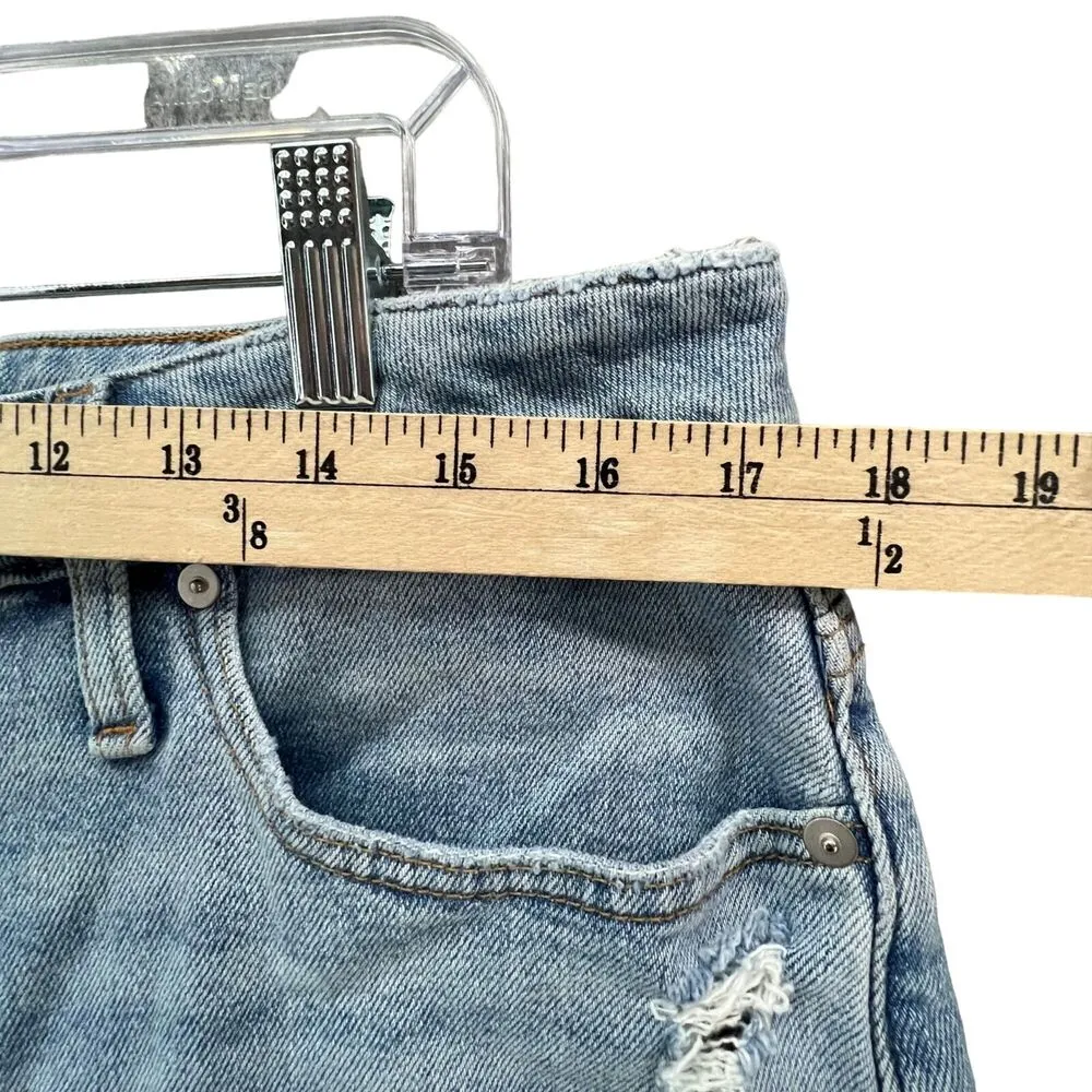 Madewell Curvy Mom Jeans Womens 32 Light Wash Blue Distressed High Rise Stretch - Image 6