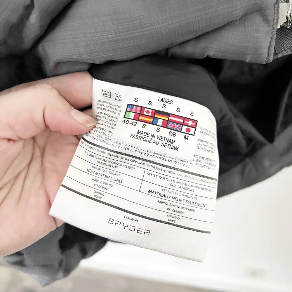 Spyder [] Gray Timeless Long Down Filled Hooded Puffer Jacket Winter Coat Small S - Image 10