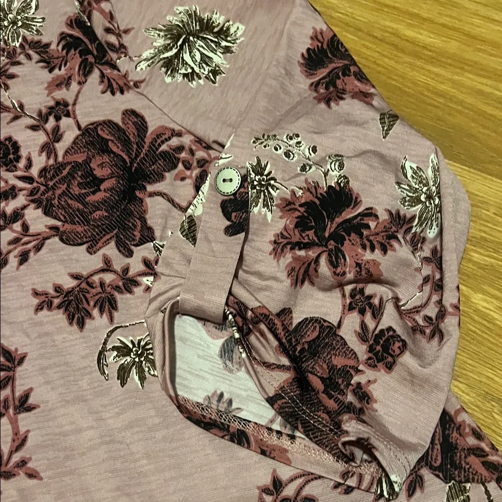 Honeyme Mauve and Black Floral Tunic v neck soft and stretchy XXL - Image 4