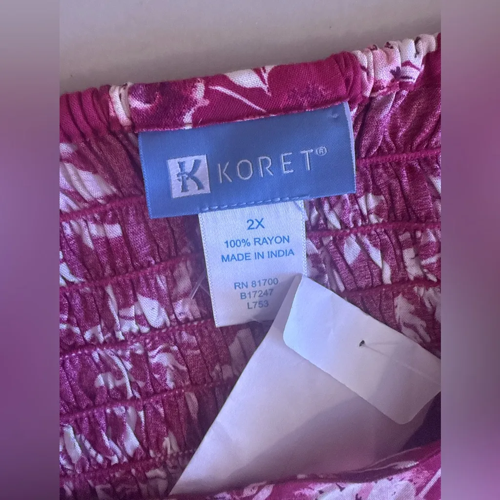 Koret pink Floral Sleeveless Maxi Button Front Dress 2X Plus summer lightweight White - Image 5