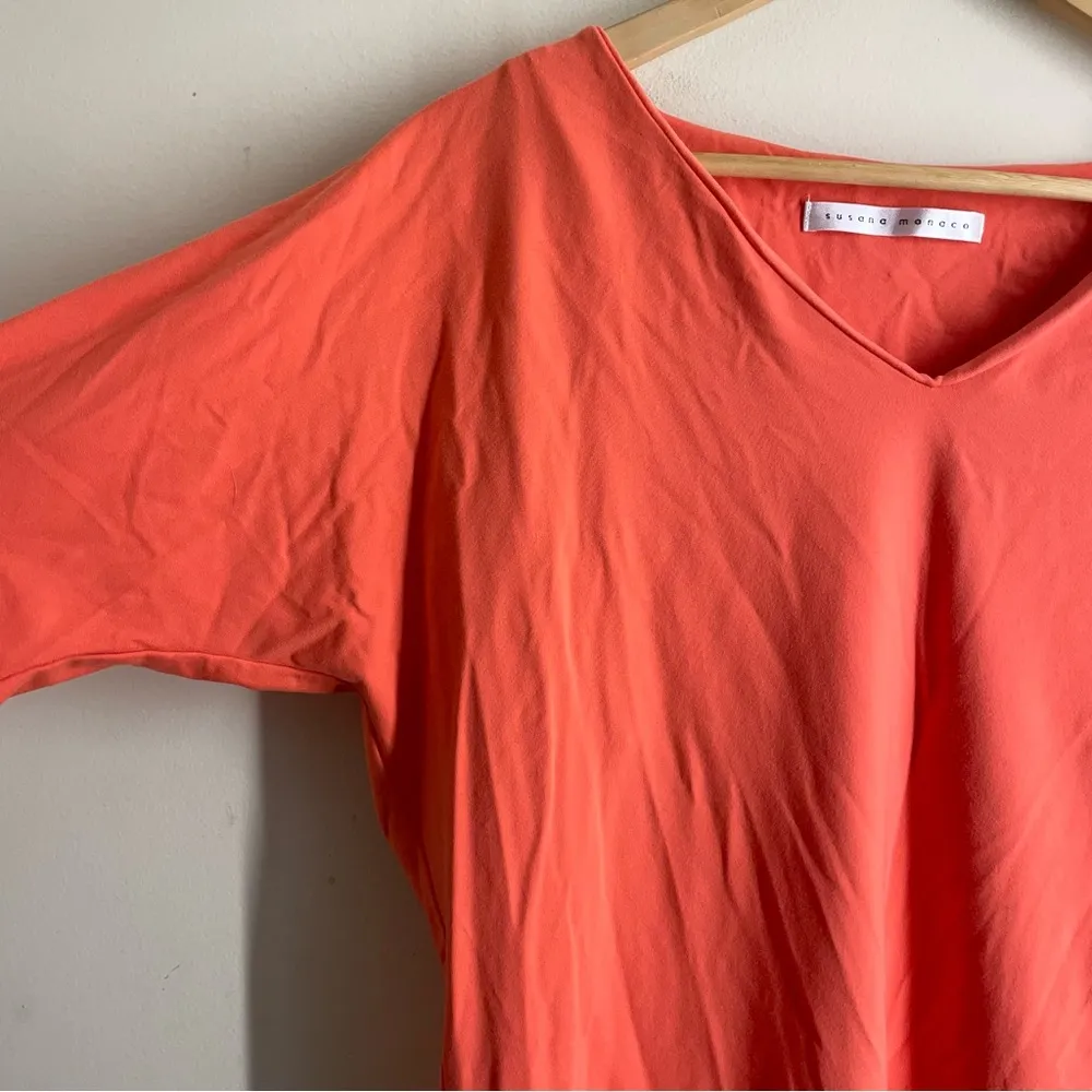 Susana Monaco Stretch Knit Seamless Shirt Dress Coral size M - Image 4