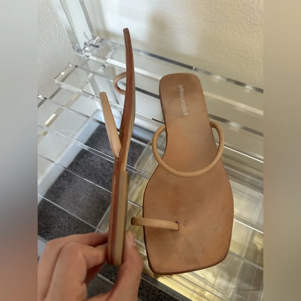 Jeffrey Campbell Tan Sandals Sleek Modern Design - Image 2