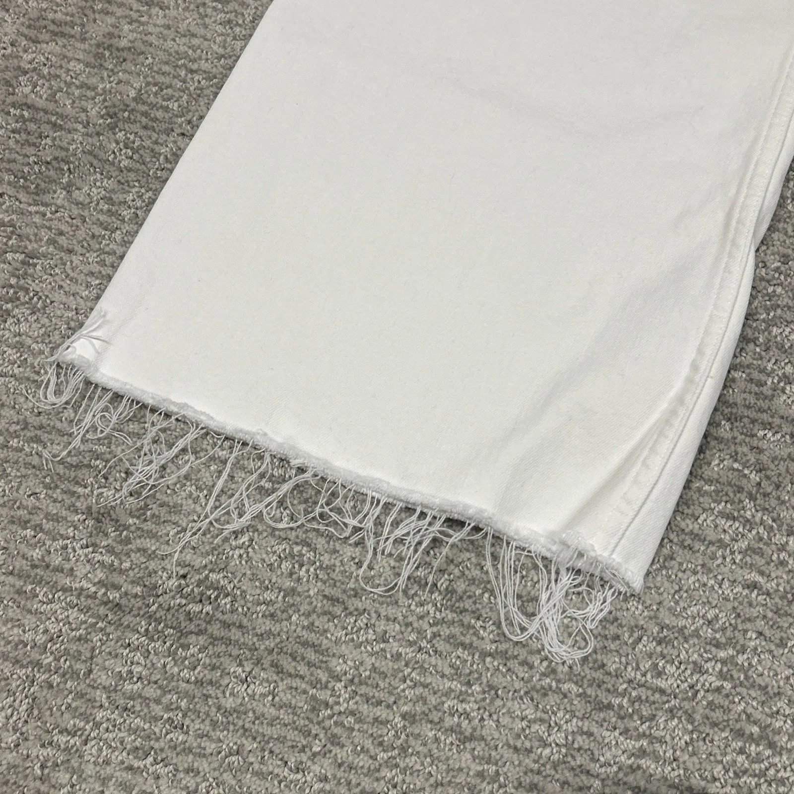 Zara Jeans Womens 4 Marine Raw Hem Wide Leg Pants White Boho High Rise - Image 3