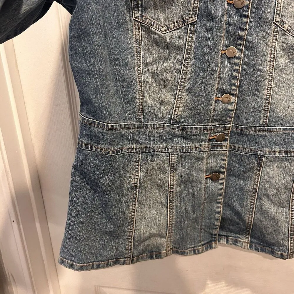 Venezia Blue Denim Button Down Collared Cotton Blend Jacket Size‎ 14/16 Chore - Image 6