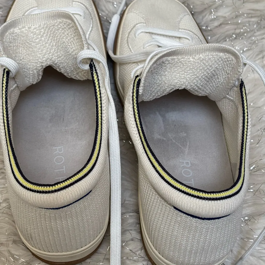 Rothy's Cream-Tan Women’s Lace Up Knit Lowtop Flat Sneakers Size W10 - Image 8
