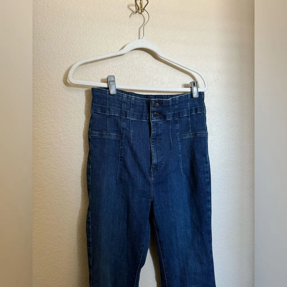 We The Free Jayde Jeans Dark Wash Stretch Denim‎ Hi Rise Pintucks Flare - Image 7