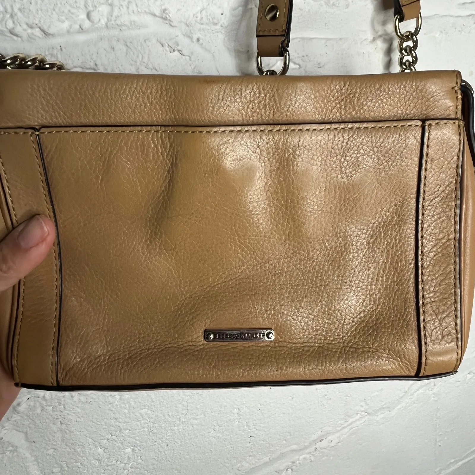Rebecca Minkoff Crossbody Handbag Women Gold Chain Tan Small - Image 2