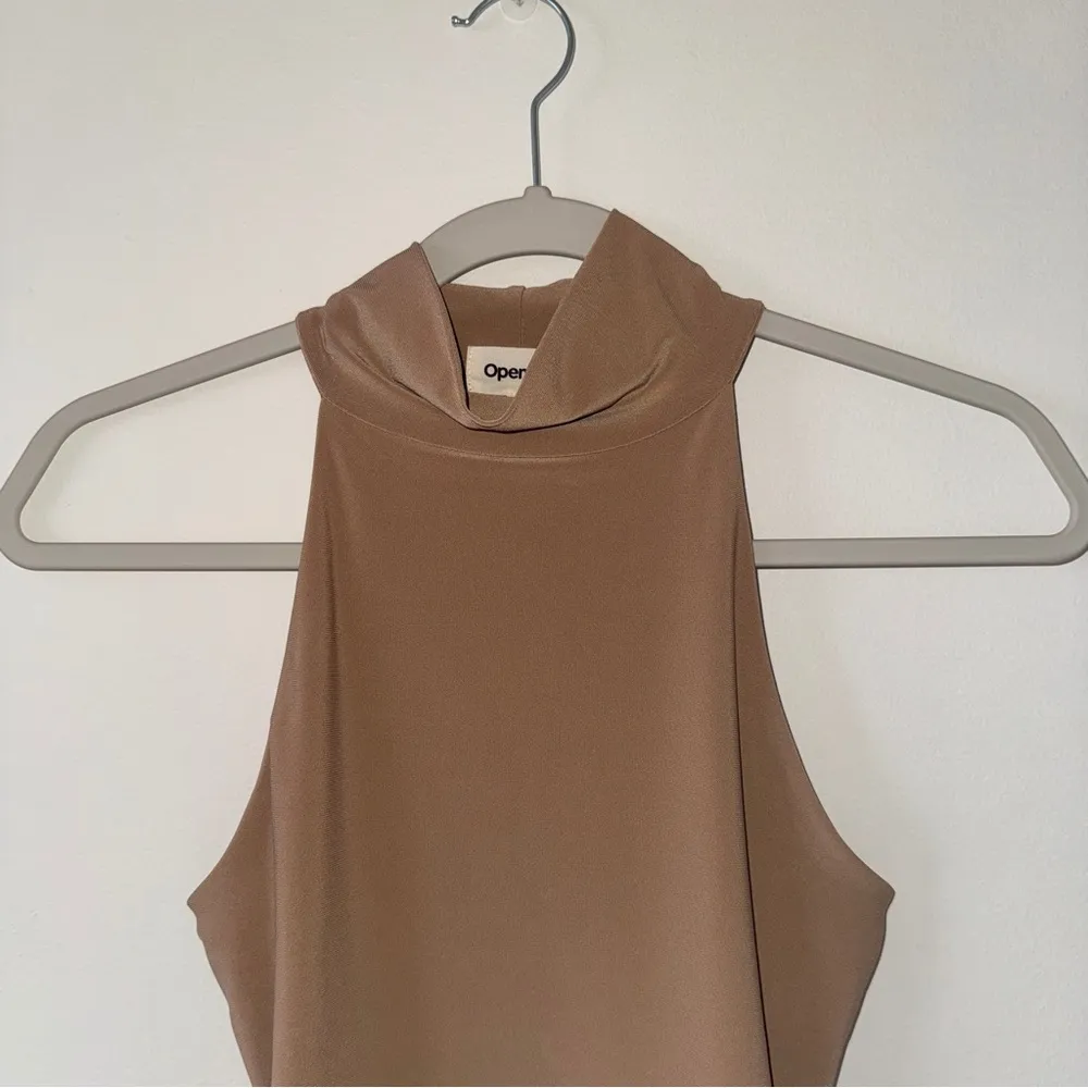 NWOT Nordstrom Open Edit Brown Tan Tank Top Sleeveless Mock Neck Small - Image 2