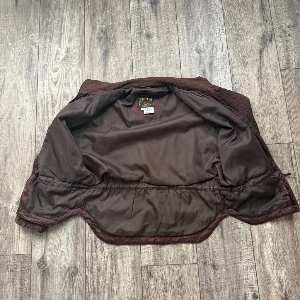 Vintage 1990s warm brown satin silk jacket - Image 3
