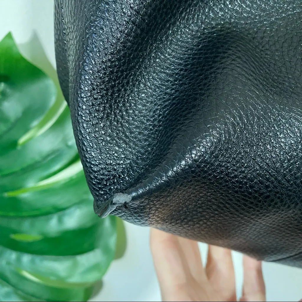 Steve Madden Black Faux Leather Tote Bag Open Top Gold Hardware - Image 6