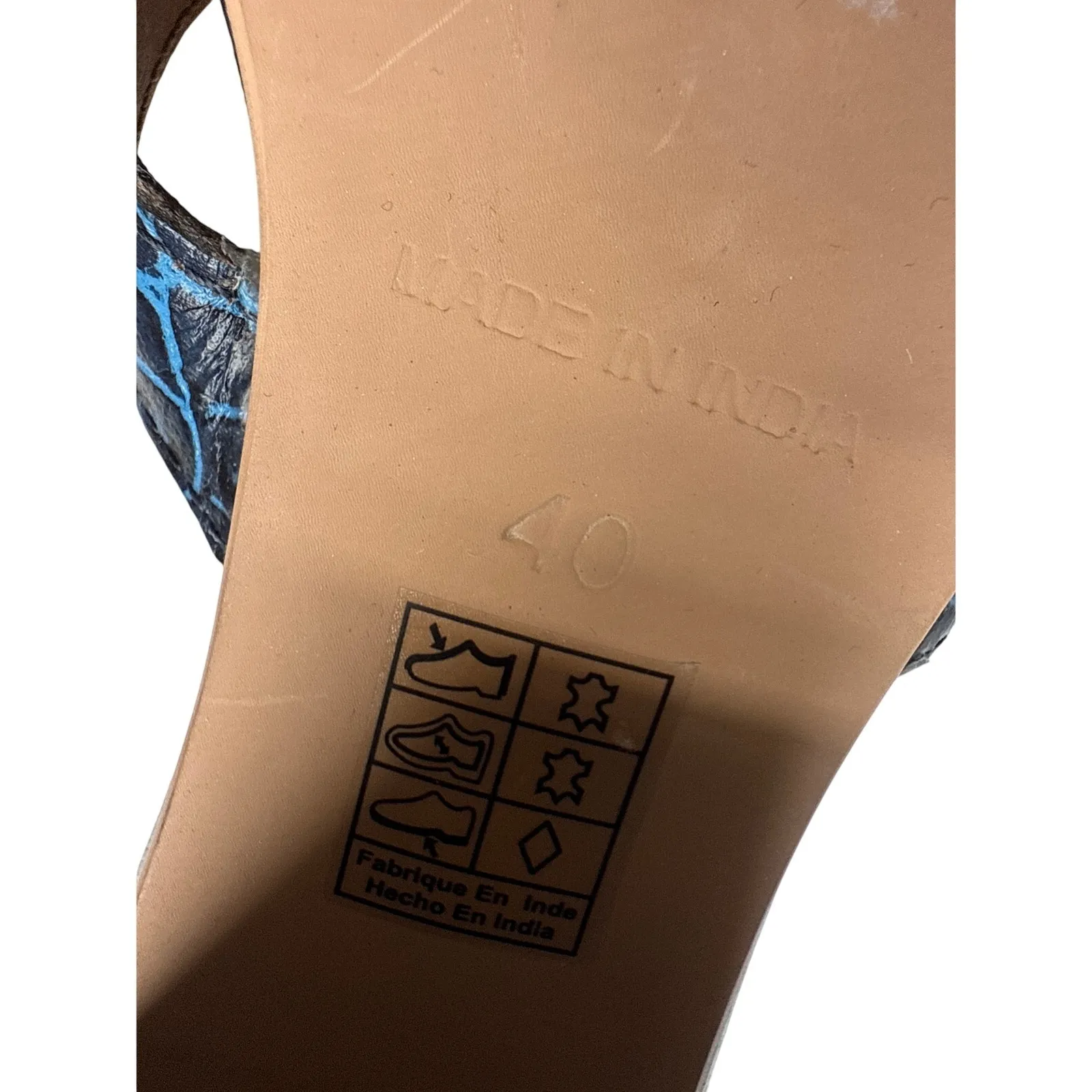 Free People Charlie Croc V Heels Leather Blue Slip-on Sandals Size 40/ US 9.5 - Image 8