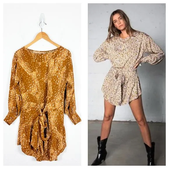 Stillwater Don't Look Back Mini Dress Medium Animal Print Long Sleeve Aline - Image 2