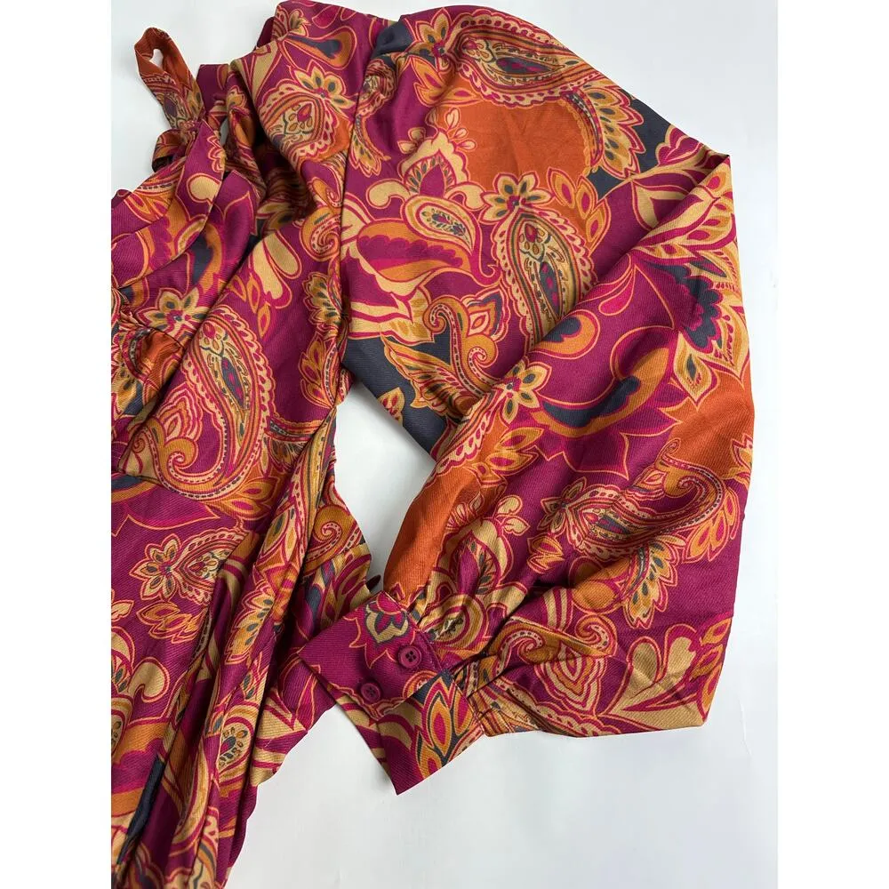 Flying Tomato Size Medium NWOT Paisley Maxi Dress Blouson Sleeves Hippie Retro - Image 13