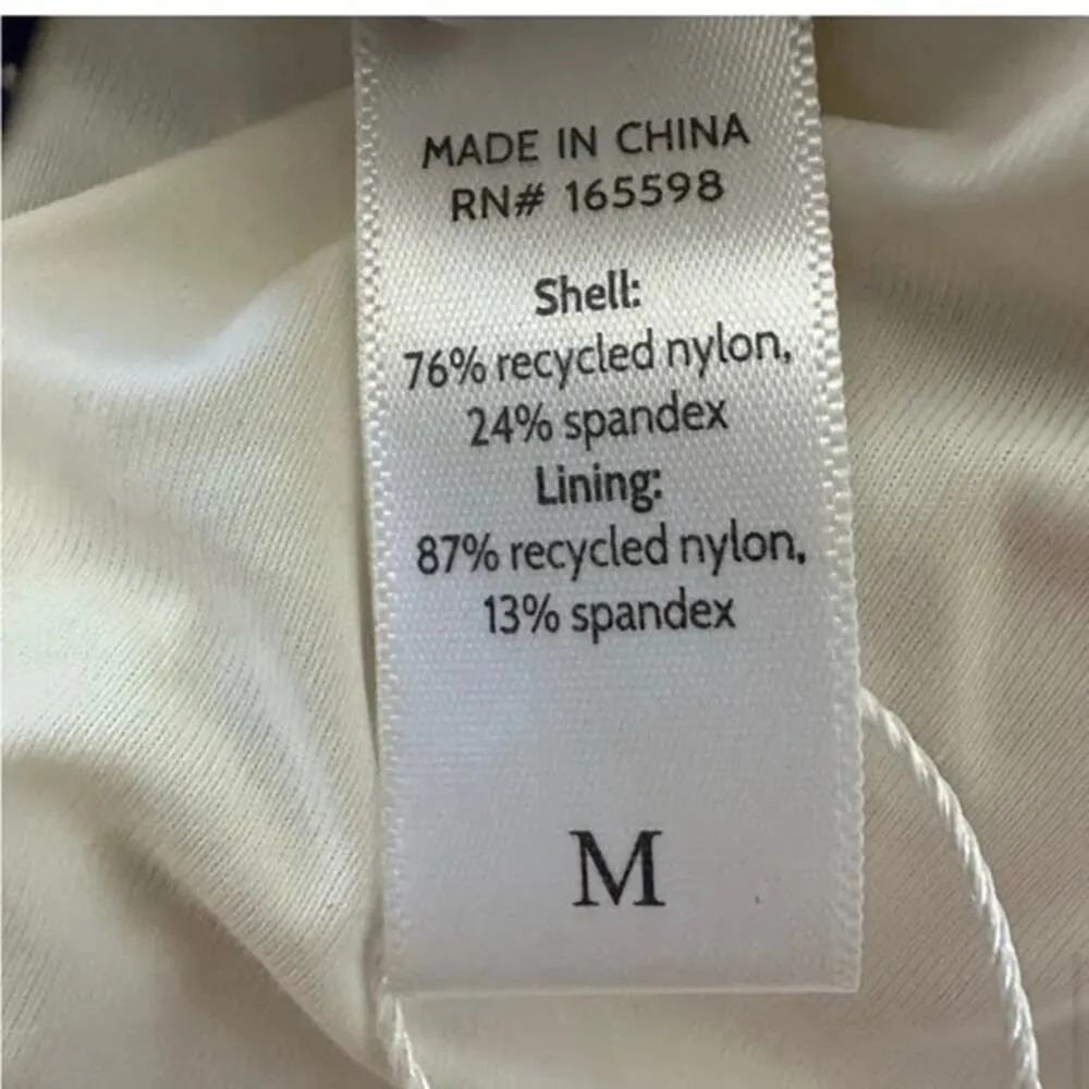 NWT Andie The Valencia V Neck Triangle Bikini Top Removable Cups M Blue White - Image 8