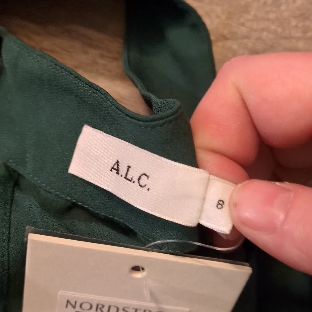 A.L.C. Liza With Choker Detailing In Pine Silk Blouse Size 8 - Image 7