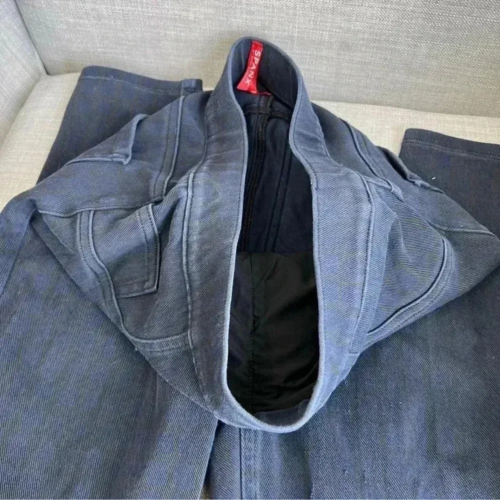 SPANX JEAN-ISH SHAPING LEGGINGS LAPIS NIGHT CHECK sz small - Image 11