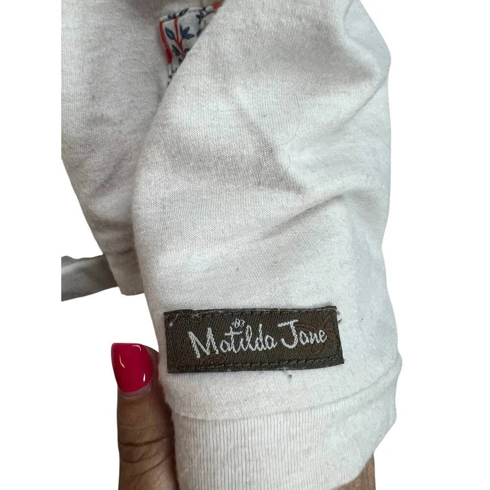 Matilda Jane Women's Shirt Large Cream Short Ruffle Sleeves Crew Neck - Image 5