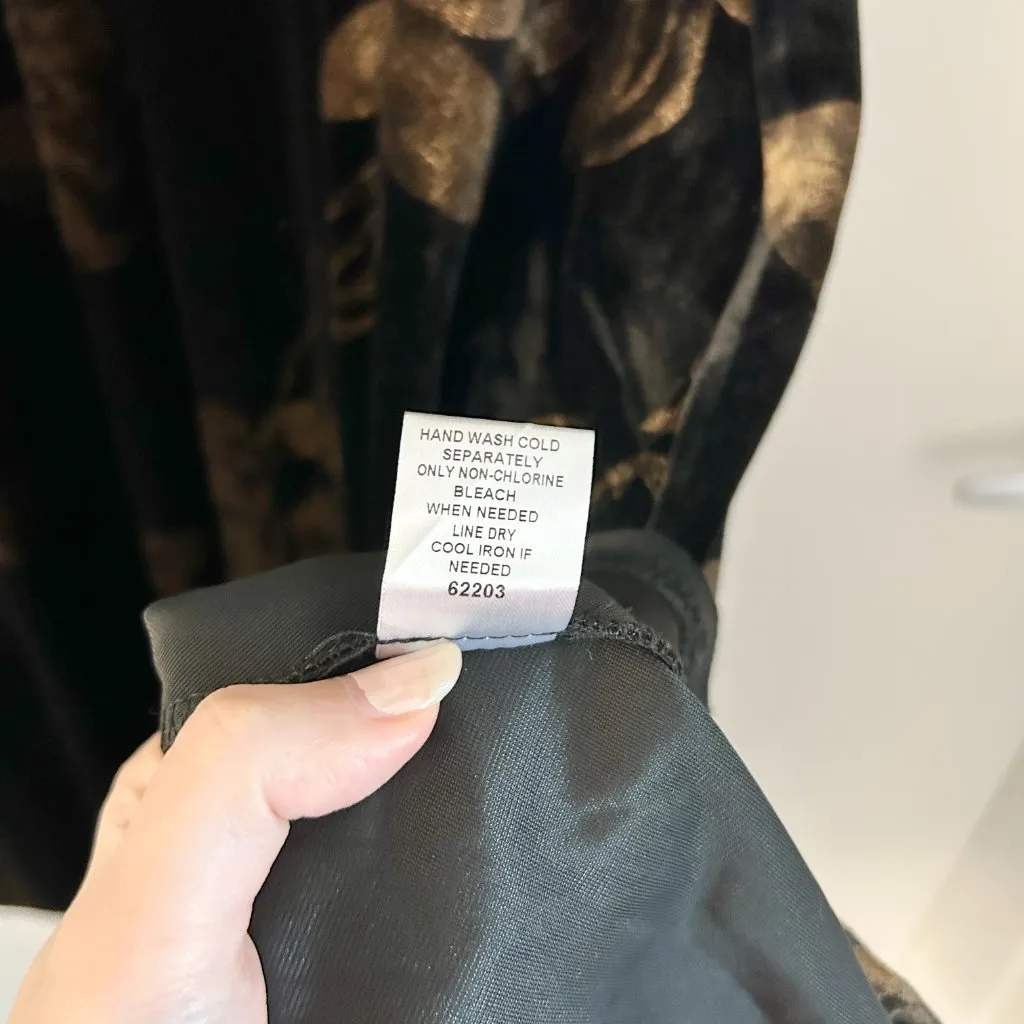 Baltic Born Janna Velvet Midi Dress in Black Bronze Floral Size M NWOT - Image 13