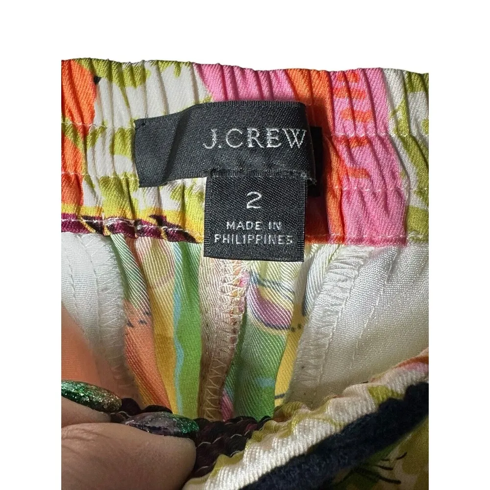J Crew Pants Size 2 Drapey Wide‎ Leg Ratti Safari Printed Soft Tropical #QR6-5 - Image 2