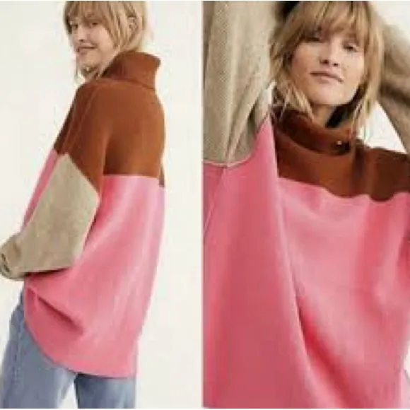 Free People Softly Structured Colorblock Oversized Sweater Size XS - Image 3