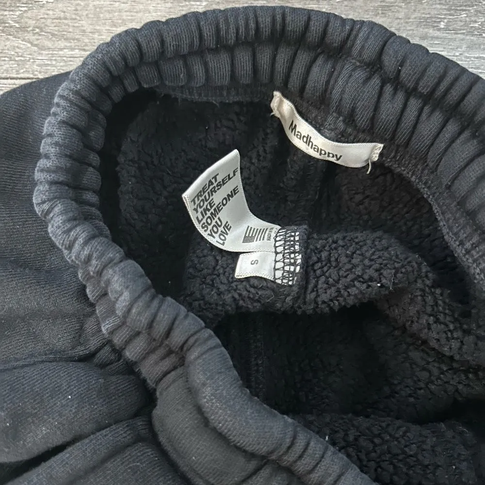 Madhappy Black Local Optimist Feel Yourself Graphic Thick Fleece Sweatpants - Image 3