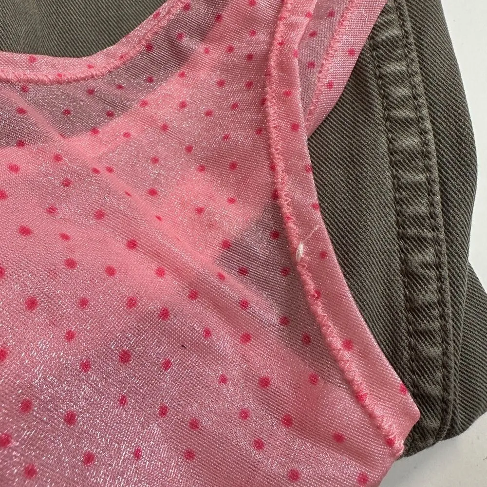 Vintage ILGWU 1970s Cathy Hardwick Barbie pink sheer nylon polka dot body suit - Image 11