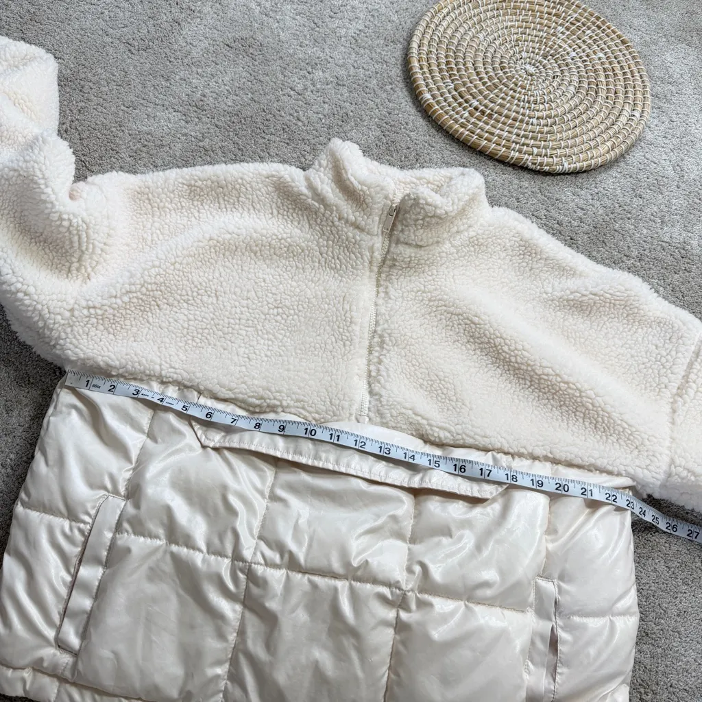 Fabletics Women’s Nelly Mixed Media Half Zip Puffer Sherpa Jacket Ivory Oats XL - Image 15