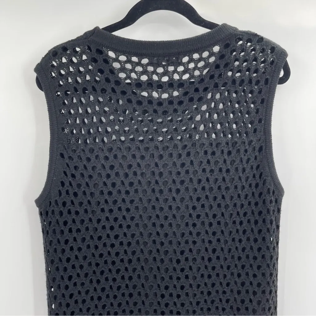 Lna Clothing Black boho Crochet Knit Beach Summer Coverup Dress Size Large - Image 6