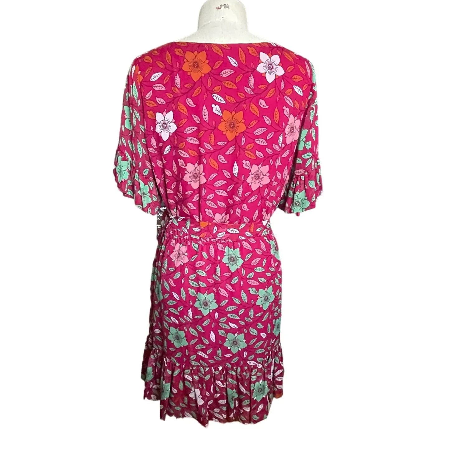 Diane von Furstenberg Janie Pink Silk Flower Dress Size 10 - Image 5