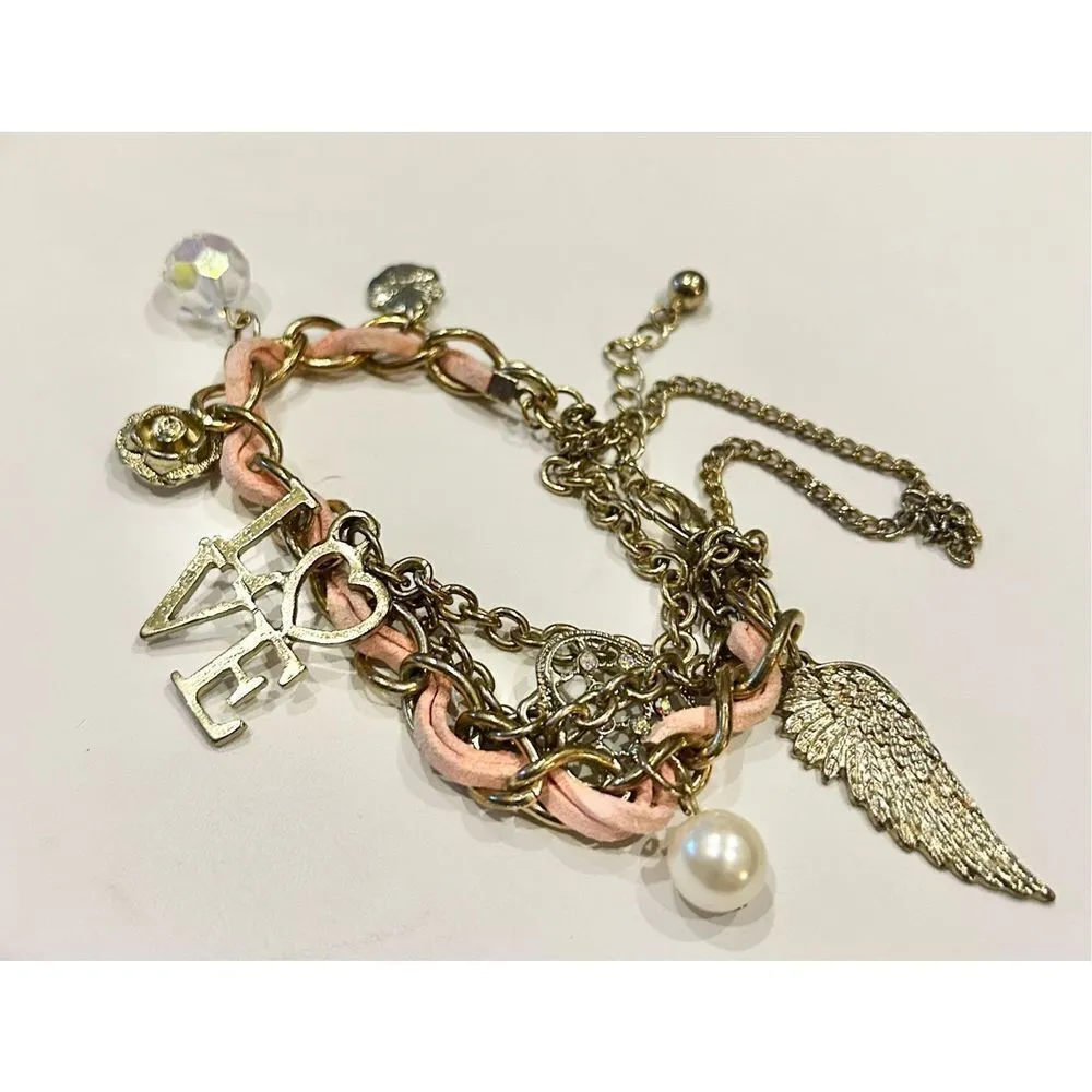 Pink and gold y2k charm bracelet - Image 3