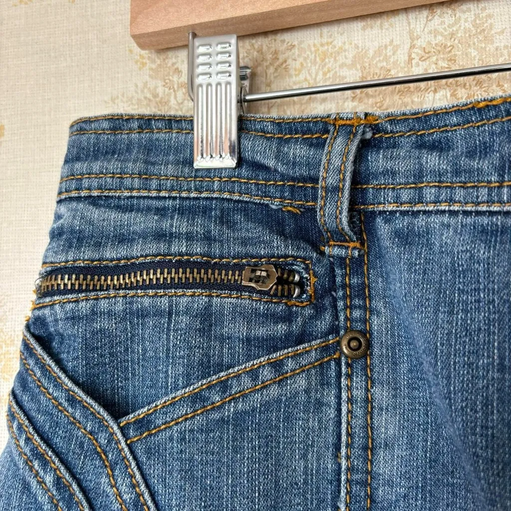 Vintage 90s y2k NoFuze utility paneled long denim maxi skirt utility grunge L Blue Size L - Image 3