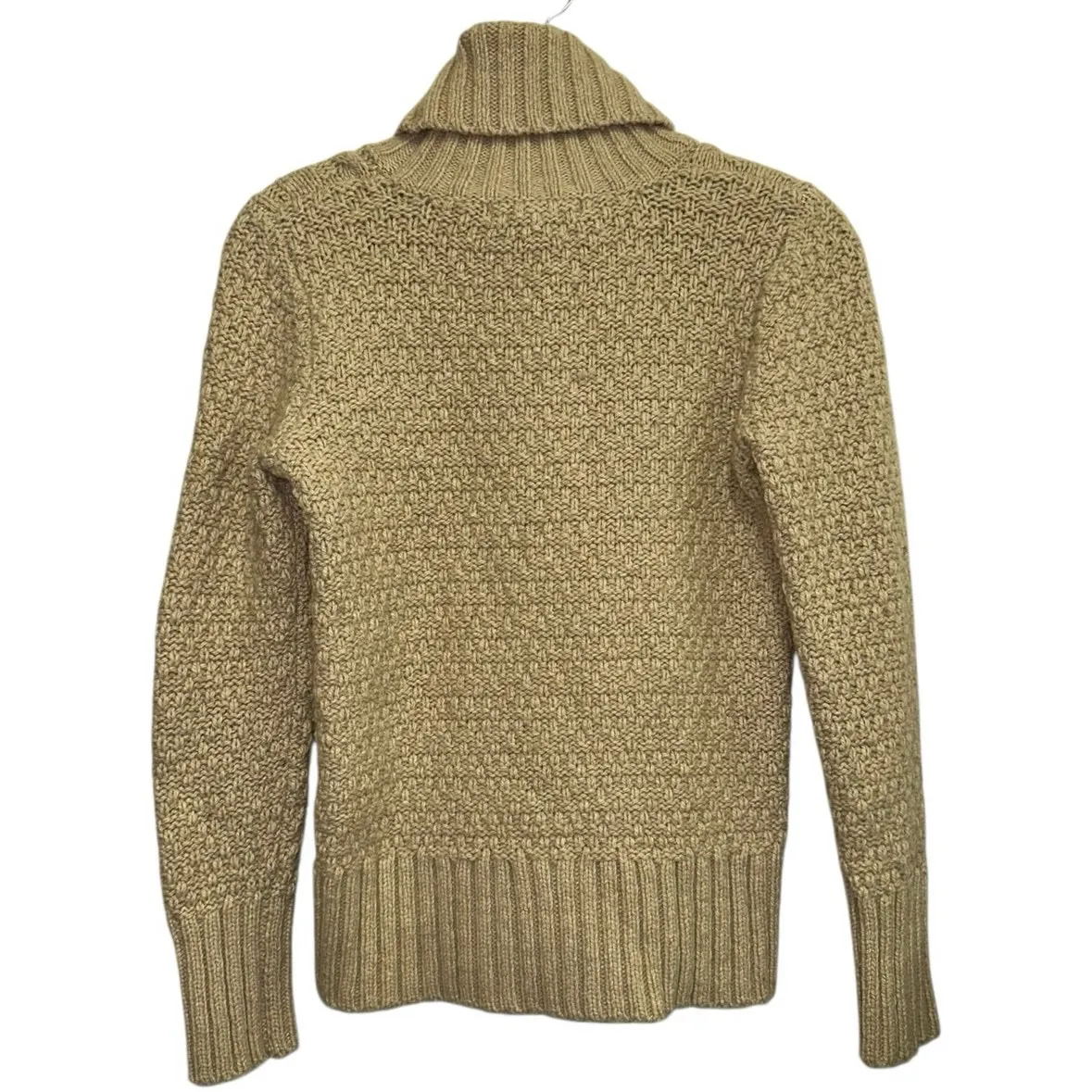 Eddie Bauer Cable Knit Fisherman Turtleneck Sweater Lambswool Blend Tan Chunky - Image 3