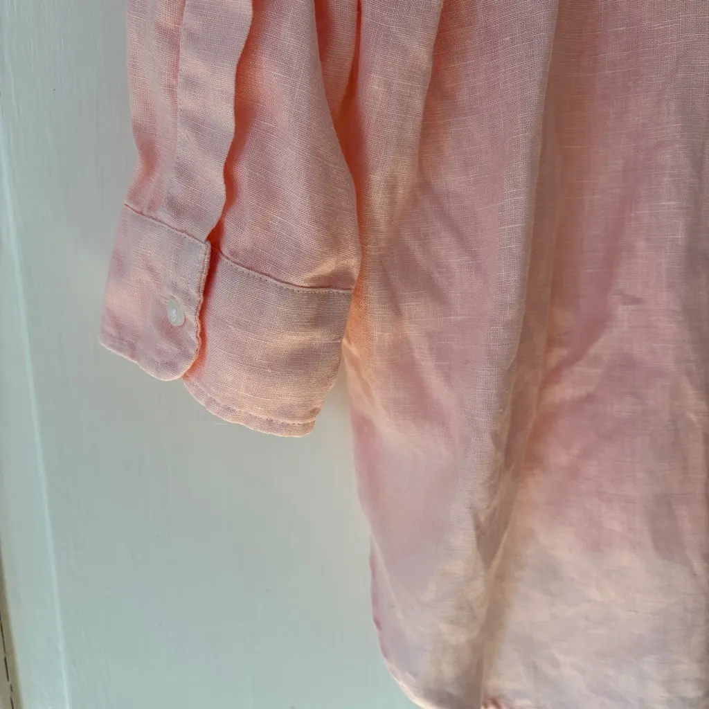 Frank & Eileen Mackenzie Peach Oversize Button Up Shirt Washed Linen One Size OS - Image 12