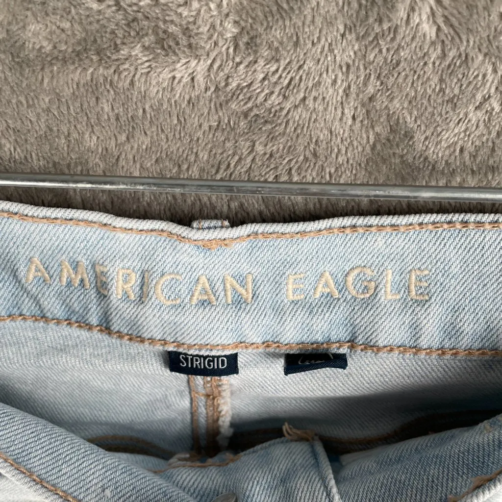 American Eagle Relaxed Denim Shorts Women’s XS Light Wash Strigid Distressed Y2K - Image 3