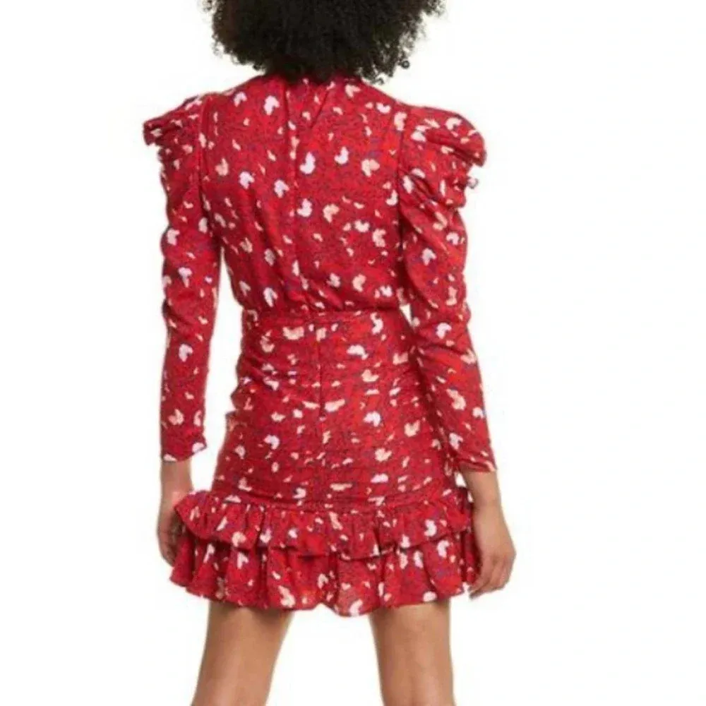 WALTER BAKER Kiara tie neck ruched floral-print crepe de chine mini dress 0 NWT - Image 12